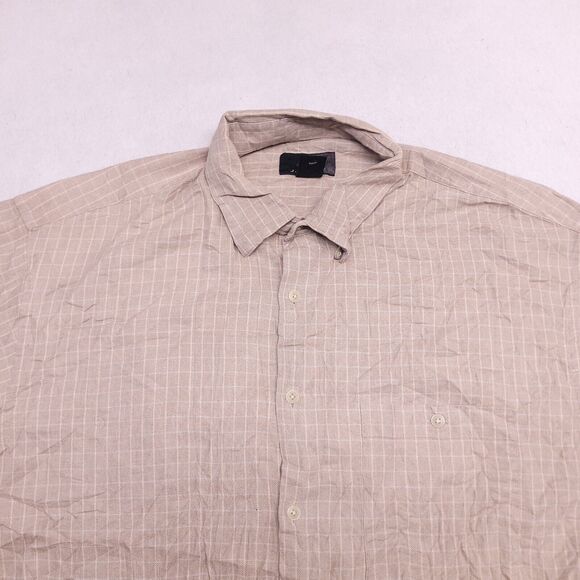 J Ferrar Flannel Casual Long Sleeve Button Up Shirt Mens Size Large L Beige - Picture 1 of 10